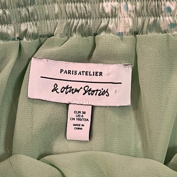 & other stories green floral pleated midi skirt size 10 - Picture 5 of 7
